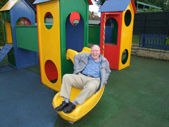 Maurice on a kiddy slide